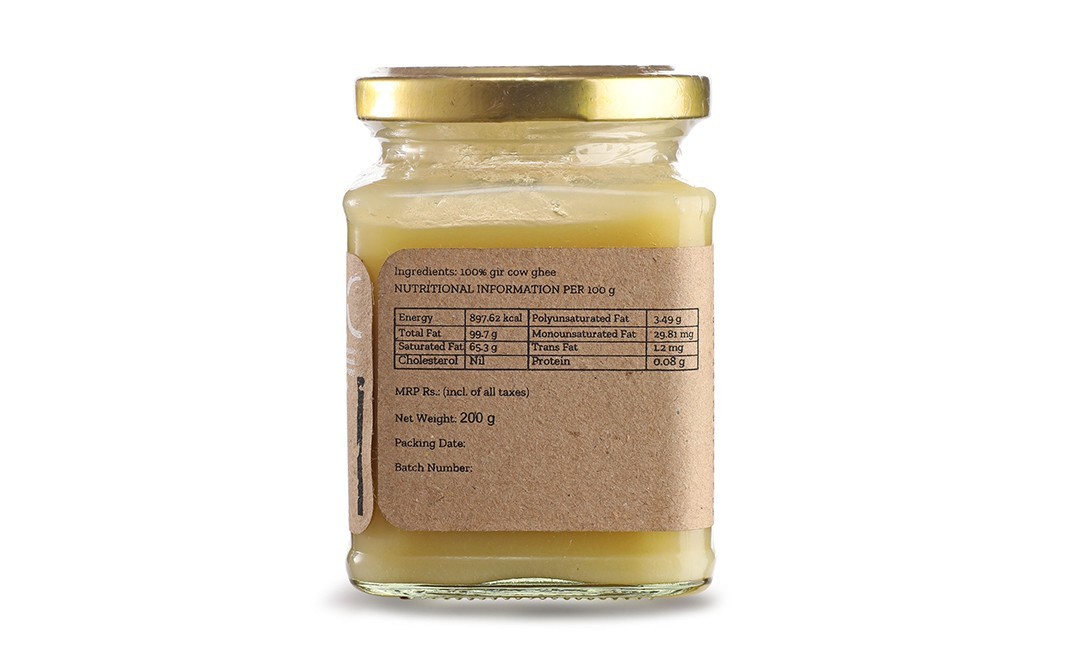 Conscious Food Gir Cow Ghee Natural   Glass Jar  200 grams